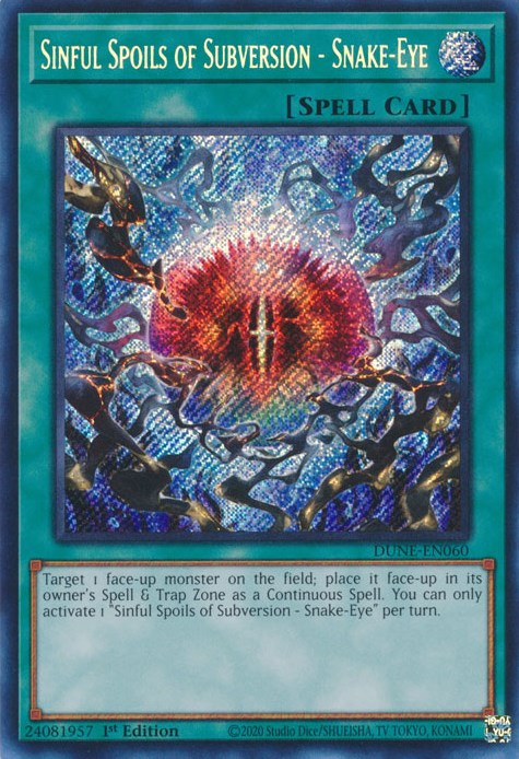 Sinful Spoils of Subversion - Snake-Eye [DUNE-EN060] Secret Rare | Good Games Adelaide SA