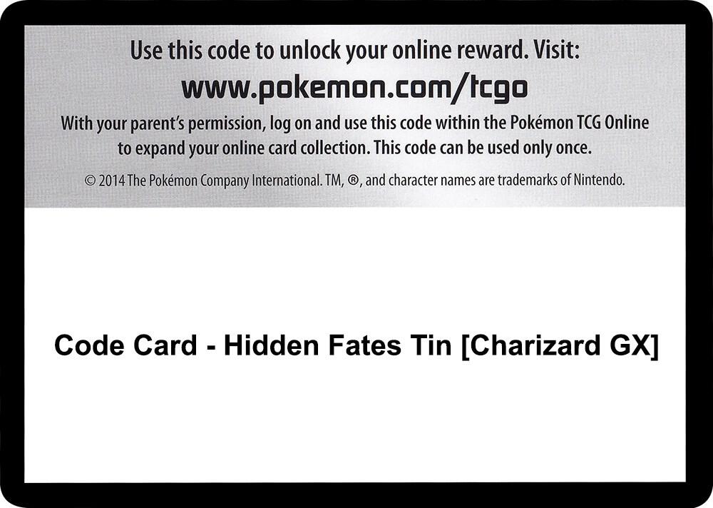 Code Card Hidden Fates Tin Charizard GX  (Hidden Fates)  | Good Games Adelaide SA