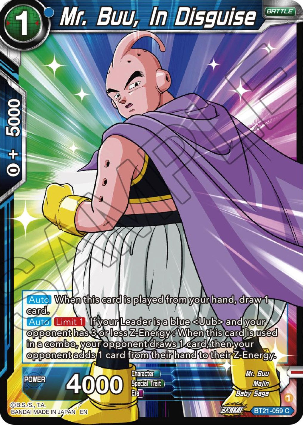 Mr. Buu, In Disguise (BT21-059) [ZENKAI Series: Set 04] | Good Games Adelaide SA