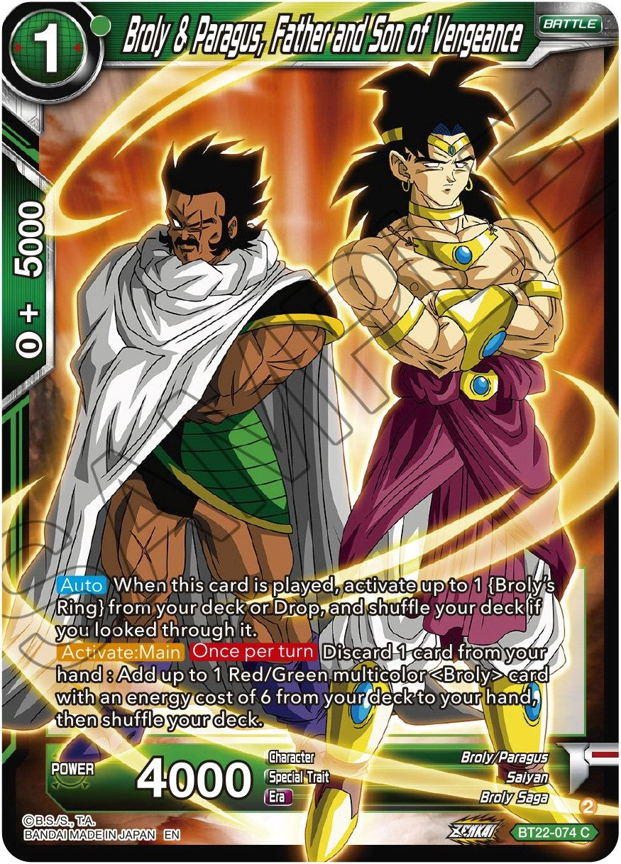 Broly & Paragus, Father and Son of Vengeance (BT22-074) [Critical Blow] | Good Games Adelaide SA