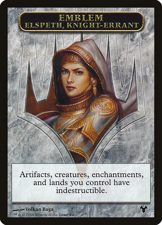 Emblem - Elspeth, Knight-Errant // Soldier Token [Modern Event Deck 2014 Tokens] | Good Games Adelaide SA