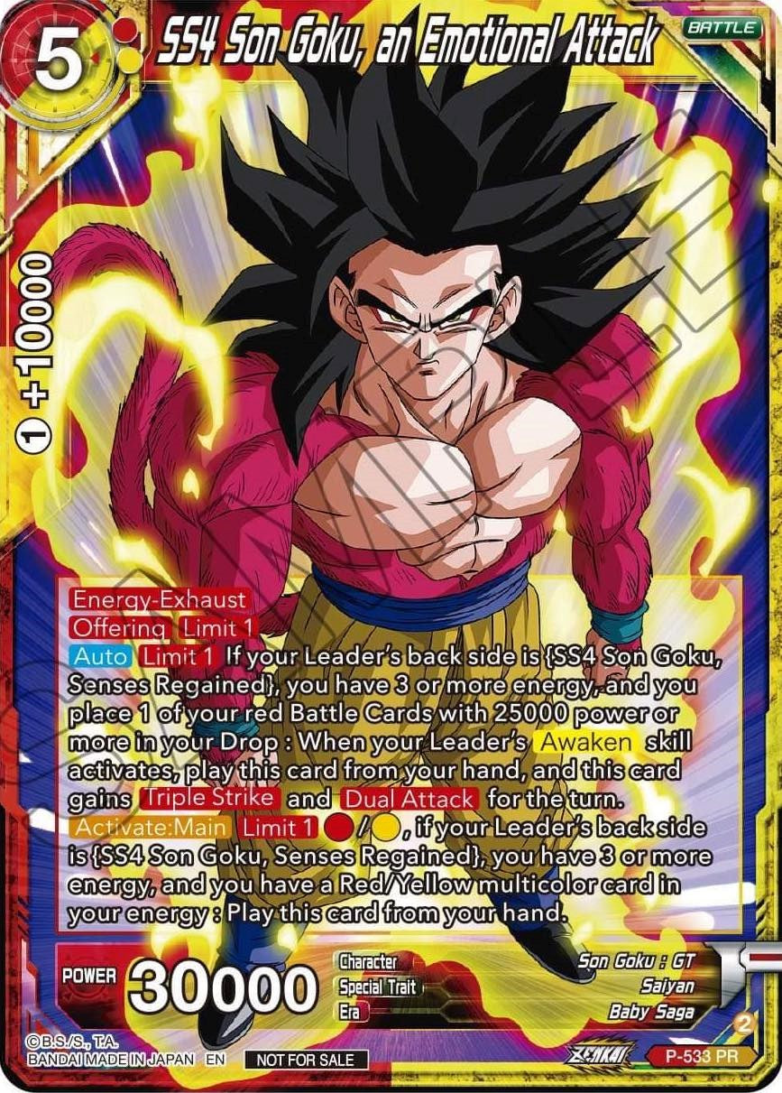 SS4, Son Goku, an Emotional Attack (Zenkai Series Tournament Pack Vol.5) (P-533) [Tournament Promotion Cards] | Good Games Adelaide SA