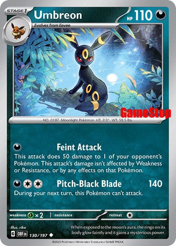 Umbreon (130/197) (GameStop Exclusive) [Scarlet & Violet: Obsidian Flames] | Good Games Adelaide SA