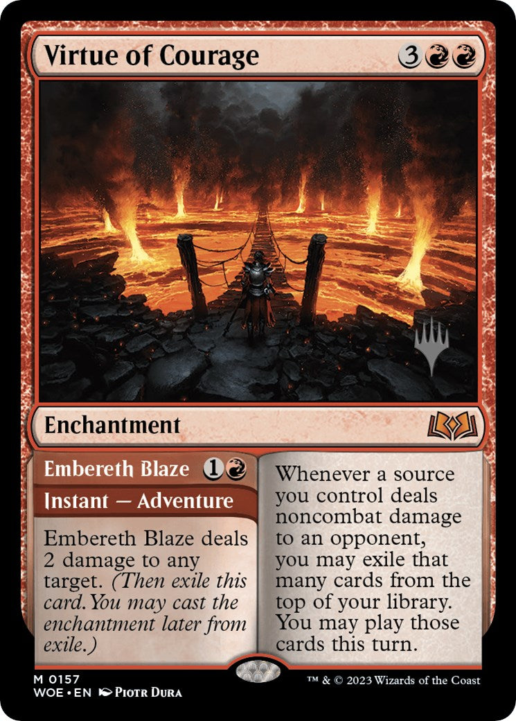 Virtue of Courage //Embereth Blaze (Promo Pack) [Wilds of Eldraine Promos] | Good Games Adelaide SA