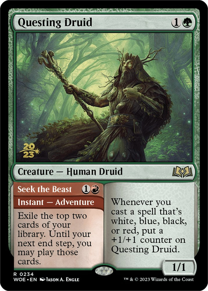 Questing Druid // Seek the Beast [Wilds of Eldraine Prerelease Promos] | Good Games Adelaide SA