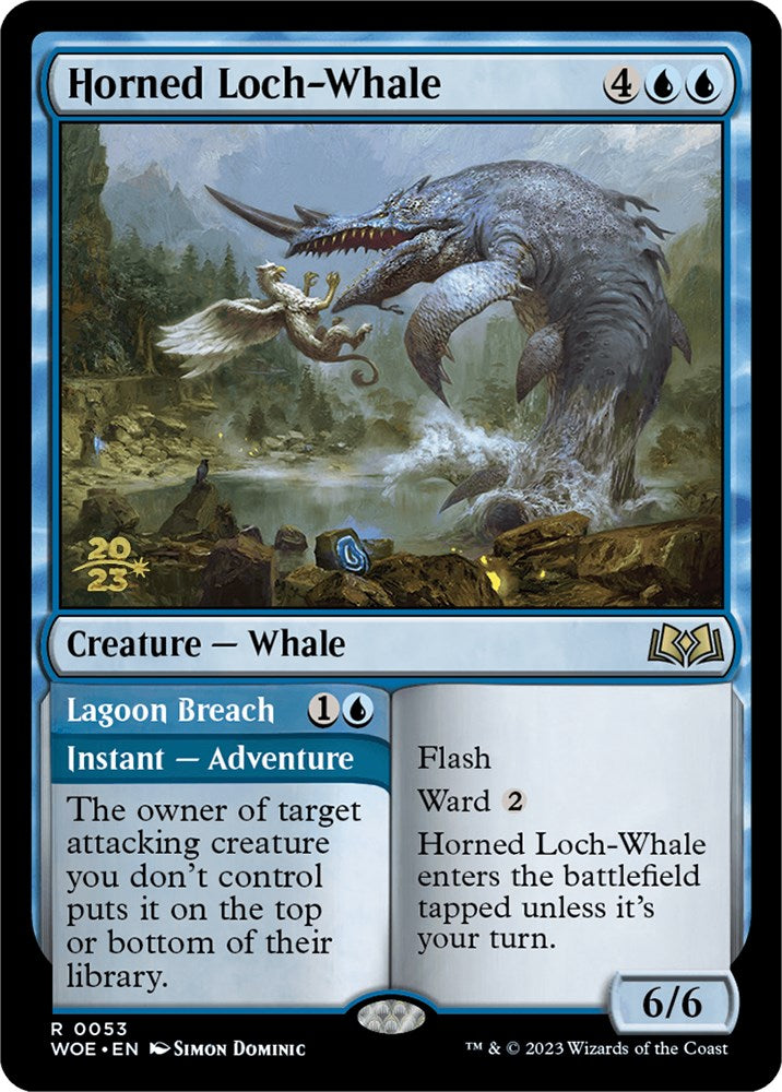 Horned Loch-Whale // Lagoon Breach (Promo Pack) [Wilds of Eldraine Promos] | Good Games Adelaide SA