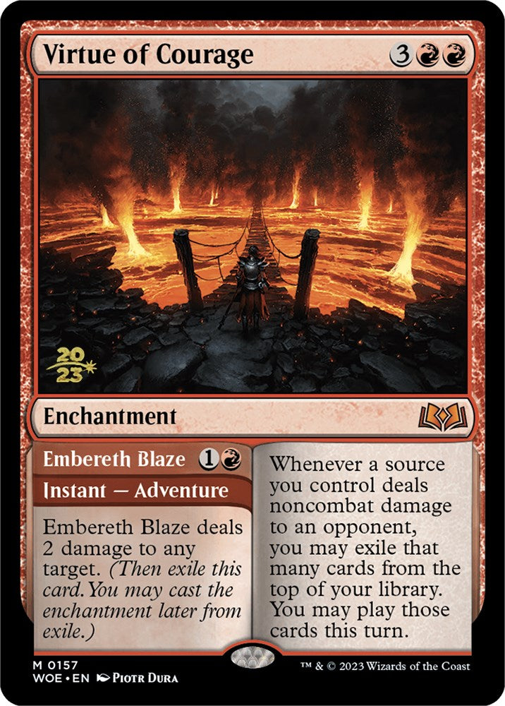 Virtue of Courage // Embereth Blaze [Wilds of Eldraine Prerelease Promos] | Good Games Adelaide SA