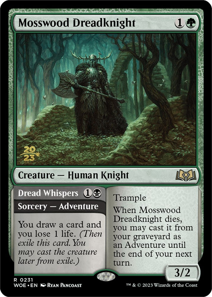 Mosswood Dreadknight // Dread Whispers [Wilds of Eldraine Prerelease Promos] | Good Games Adelaide SA