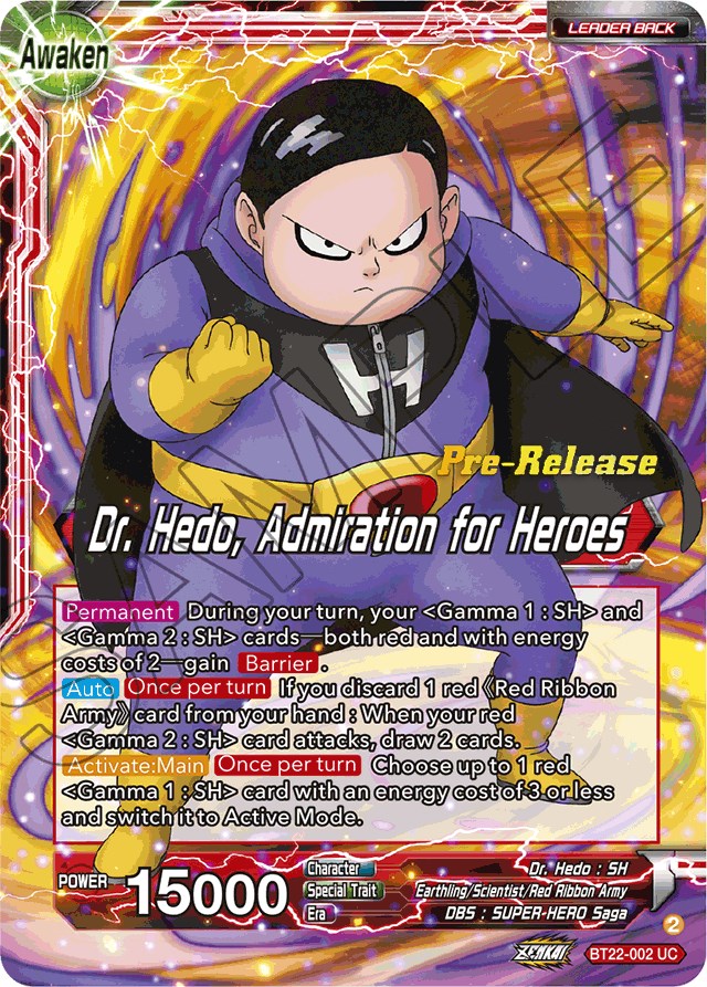 Dr. Hedo // Dr Hedo, Admiration for Heroes (BT22-002) [Critical Blow Prerelease Promos] | Good Games Adelaide SA