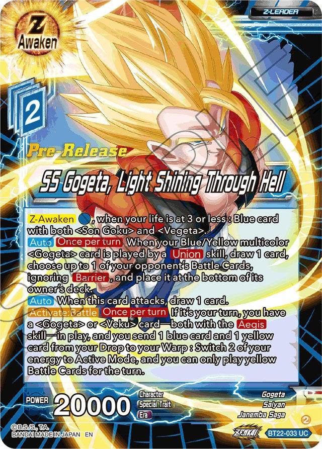 SS Gogeta, Light Shining Through Hell (BT22-033) [Critical Blow Prerelease Promos] | Good Games Adelaide SA