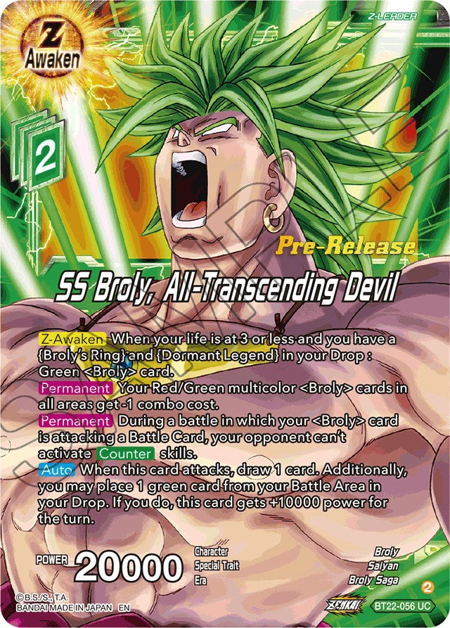 SS Broly, All-Transcending Devil (BT22-056) [Critical Blow Prerelease Promos] | Good Games Adelaide SA