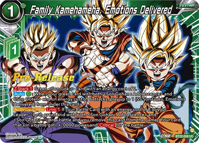 Family Kamehameha, Emotions Delivered (BT22-059) [Critical Blow Prerelease Promos] | Good Games Adelaide SA