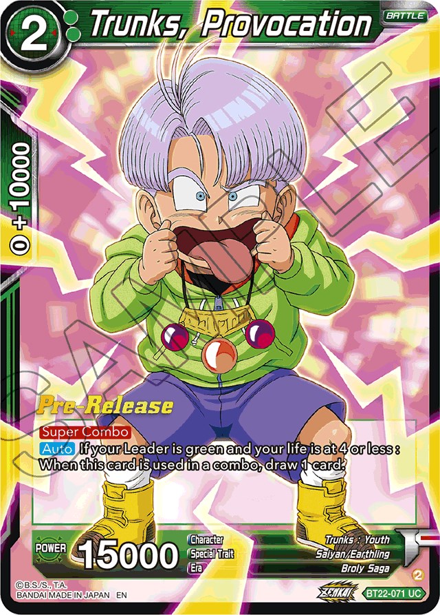 Trunks, Provocation (BT22-071) [Critical Blow Prerelease Promos] | Good Games Adelaide SA