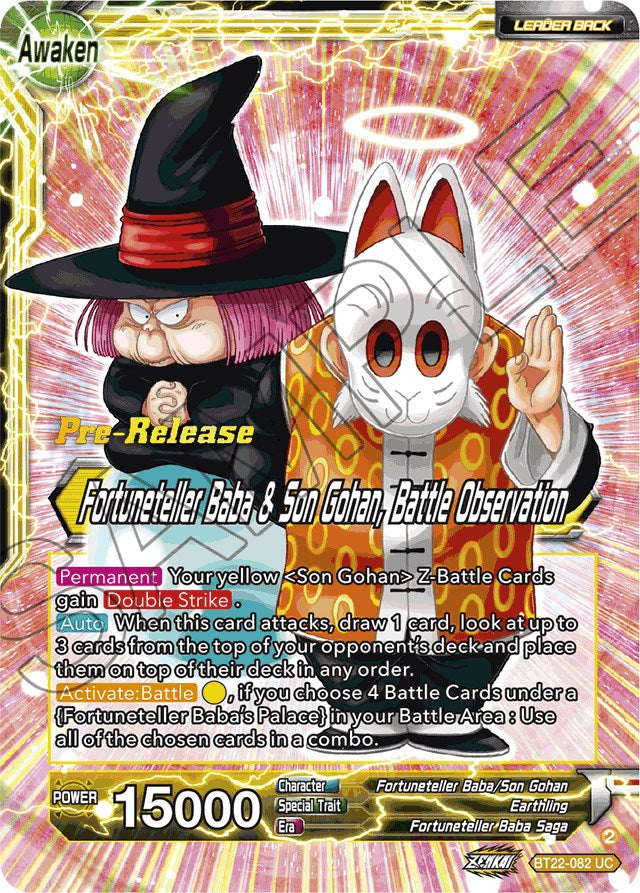 Fortuneteller Baba // Fortuneteller Baba & Son Gohan, Battle Observation (BT22-082) [Critical Blow Prerelease Promos] | Good Games Adelaide SA