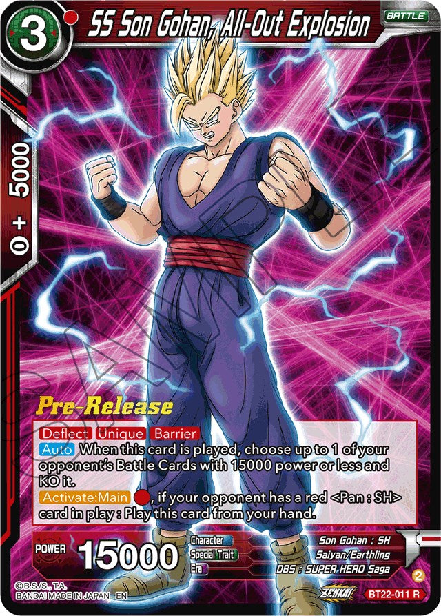 SS Son Gohan, All-Out Explosion (BT22-011) [Critical Blow Prerelease Promos] | Good Games Adelaide SA