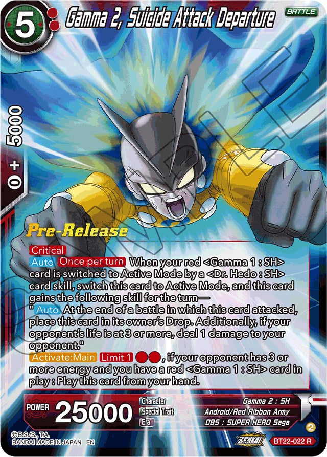 Gamma 2, Suicide Attack Departure (BT22-022) [Critical Blow Prerelease Promos] | Good Games Adelaide SA