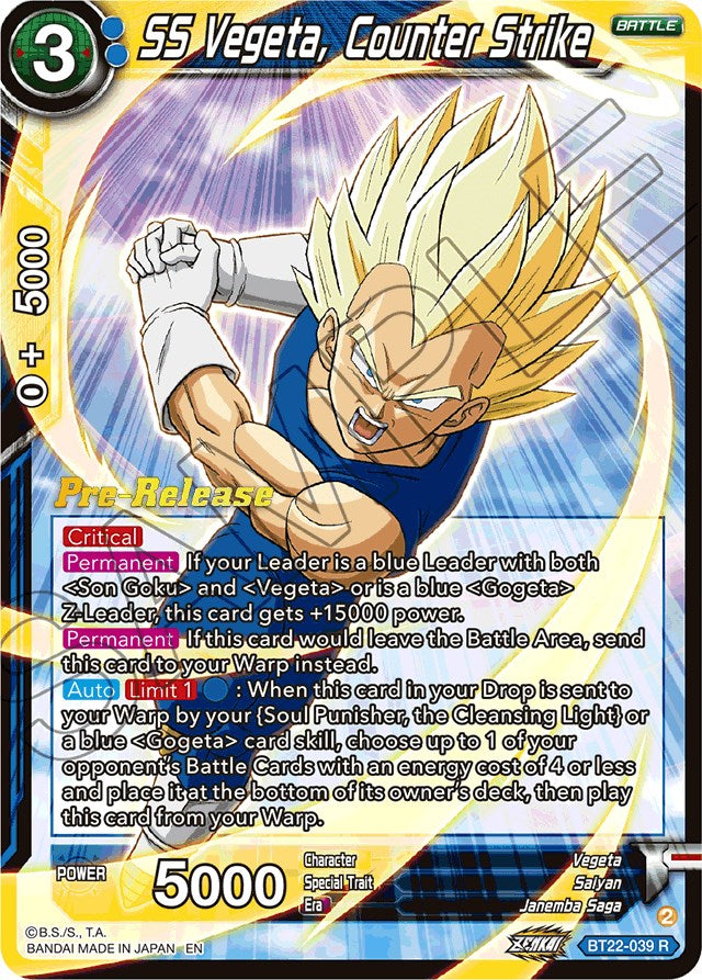 SS Vegeta, Counter Strike (BT22-039) [Critical Blow Prerelease Promos] | Good Games Adelaide SA
