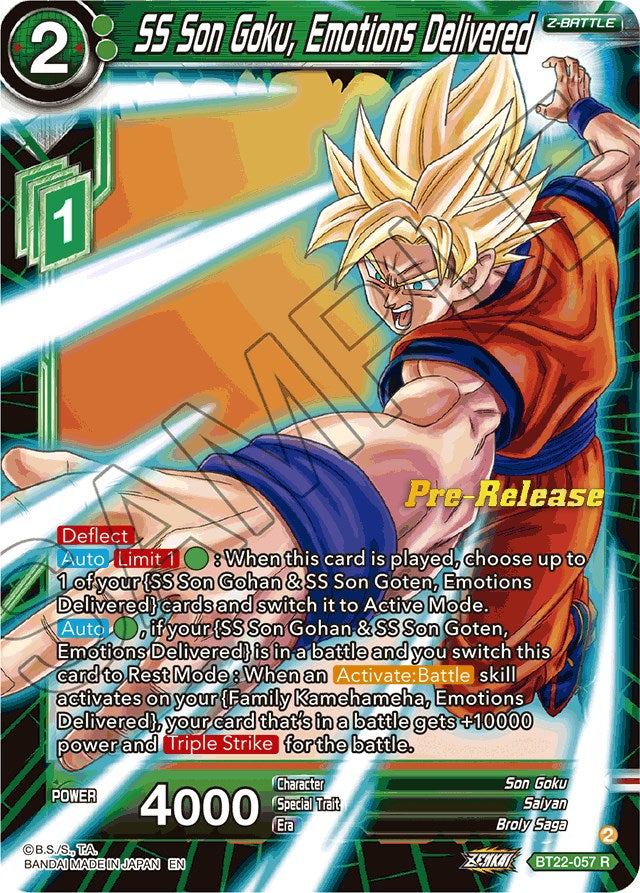 SS Son Goku, Emotions Delivered (BT22-057) [Critical Blow Prerelease Promos] | Good Games Adelaide SA