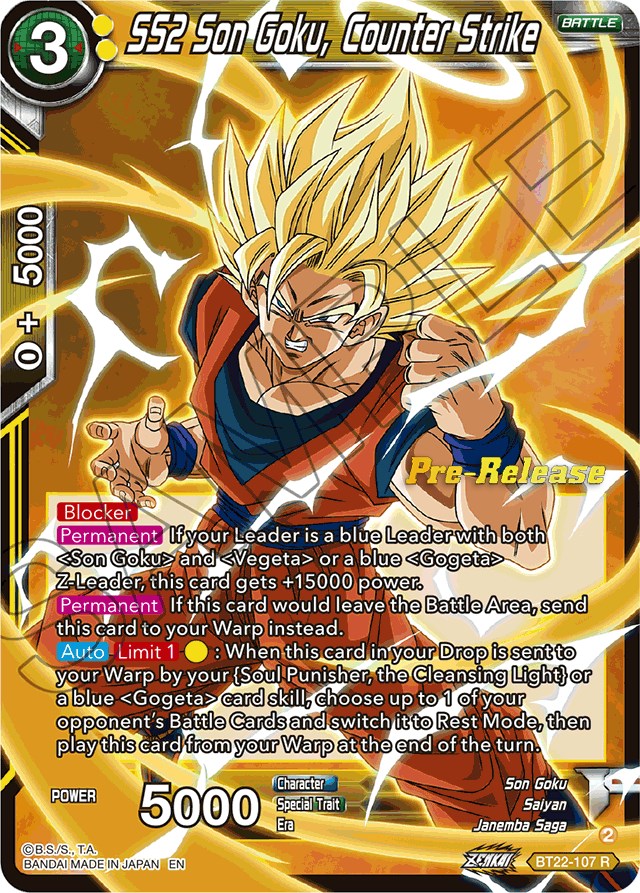 SS2 Son Goku, Counter Strike (BT22-107) [Critical Blow Prerelease Promos] | Good Games Adelaide SA