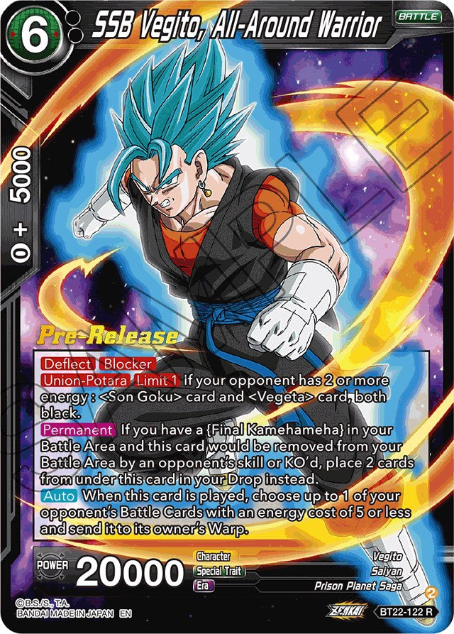 SSB Vegito, All-Around Warrior (BT22-122) [Critical Blow Prerelease Promos] | Good Games Adelaide SA