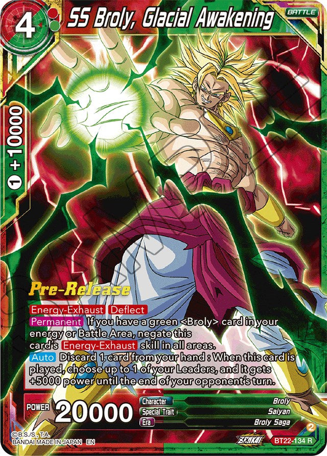 SS Broly, Glacial Awakening (BT22-134) [Critical Blow Prerelease Promos] | Good Games Adelaide SA