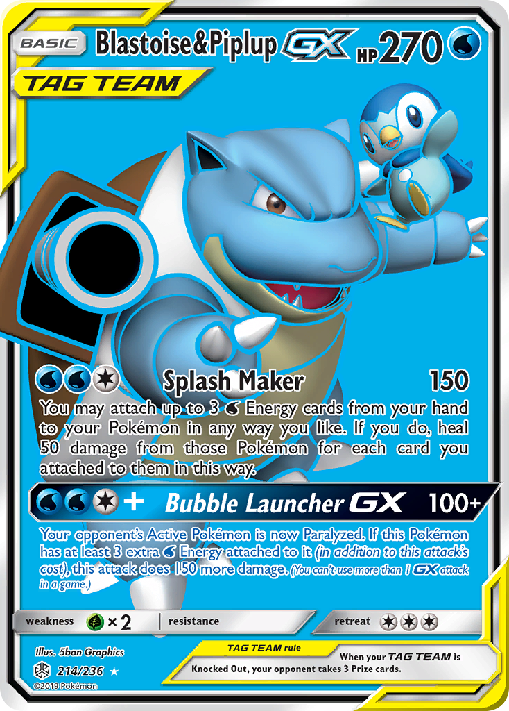 Blastoise & Piplup GX (214/236) [Sun & Moon: Cosmic Eclipse] | Good Games Adelaide SA