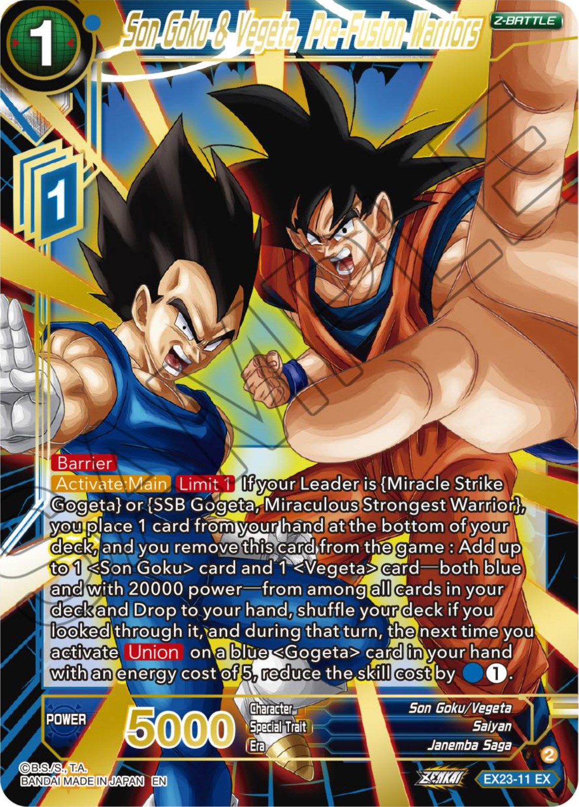 Son Goku & Vegeta, Pre-Fusion Warriors (EX23-11) [Premium Anniversary Box 2023] | Good Games Adelaide SA