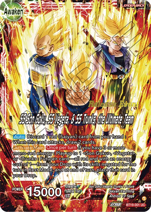 Son Goku & Vegeta & Trunks // SS Son Goku, SS Vegeta, & SS Trunks, the Ultimate Team (Fighter's Ambition Holiday Pack) (BT19-001) [Tournament Promotion Cards] | Good Games Adelaide SA