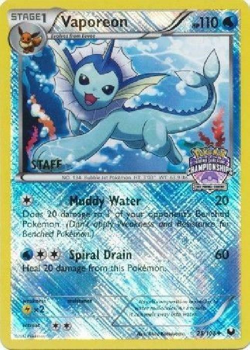 Vaporeon 25 108 State Championships Staff 025/108 (League & Championship Cards)  - Reverse Holofoil | Good Games Adelaide SA