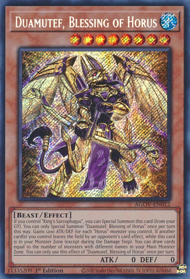 Duamutef, Blessing of Horus [AGOV-EN012] Secret Rare | Good Games Adelaide SA