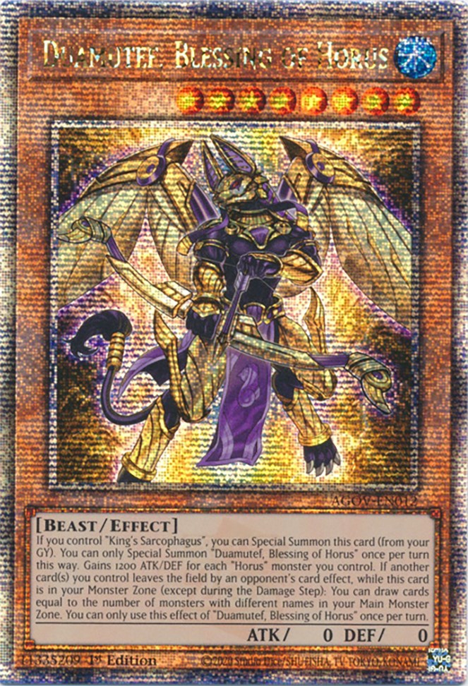 Duamutef, Blessing of Horus (Quarter Century Secret Rare) [AGOV-EN012] Quarter Century Secret Rare | Good Games Adelaide SA
