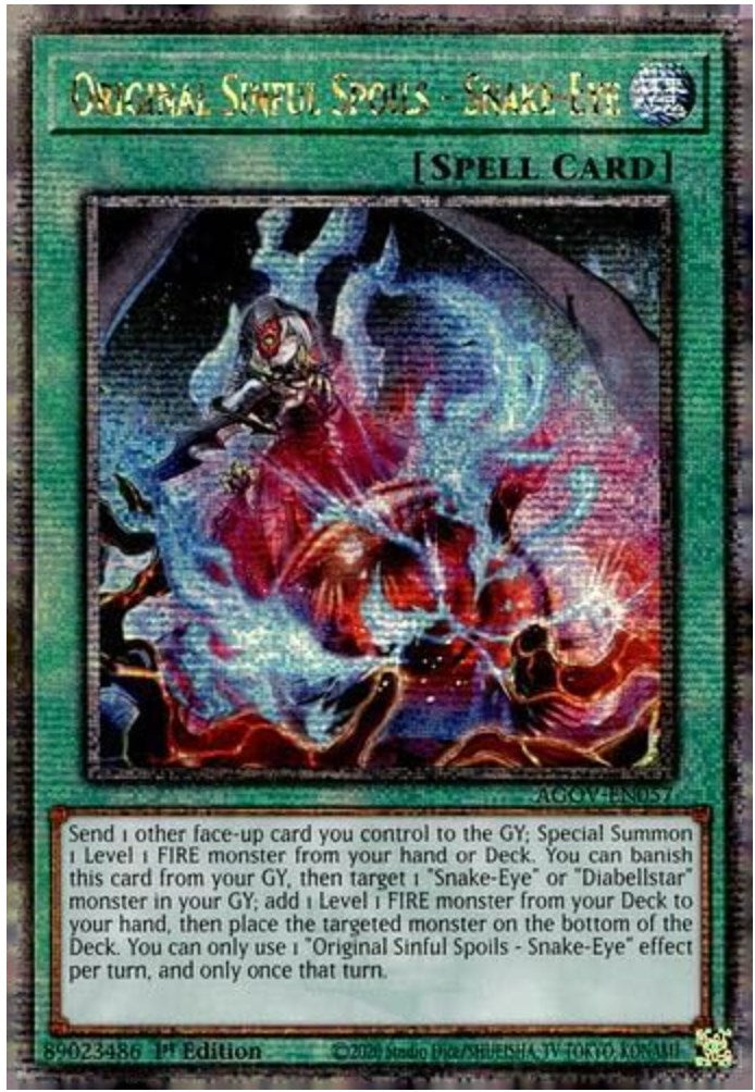 Original Sinful Spoils - Snake-Eye (Quarter Century Secret Rare) [AGOV-EN057] Quarter Century Secret Rare | Good Games Adelaide SA