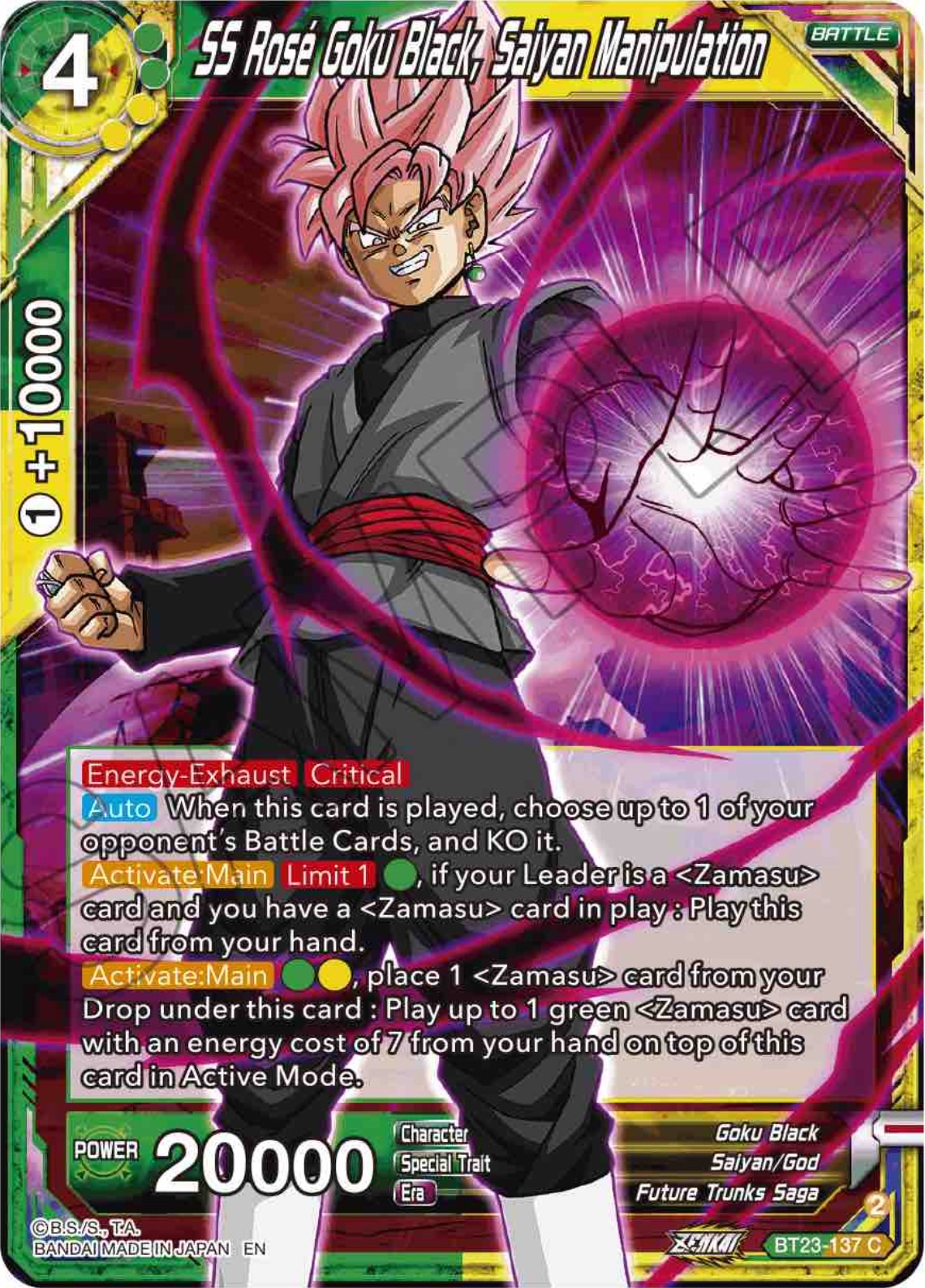 SS Rose Goku Black, Saiyan Manipulation (BT23-137) [Perfect Combination] | Good Games Adelaide SA