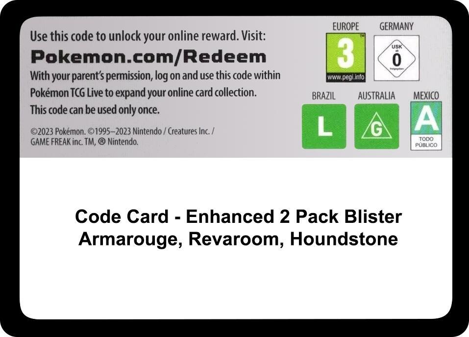 Code Card Enhanced 2 Pack Blister Pack Armarouge Revavroom and Houndstone  (Miscellaneous Cards & Products)  | Good Games Adelaide SA