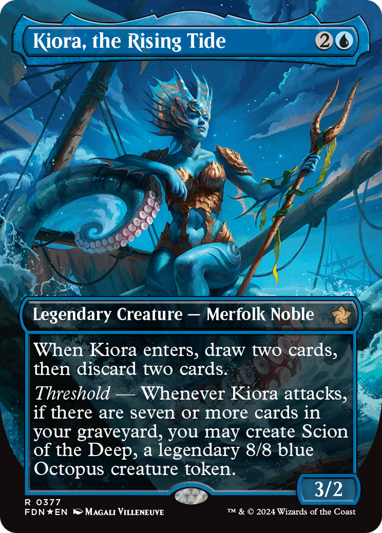Kiora, the Rising Tide (Borderless) (Mana Foil) [Foundations] | Good Games Adelaide SA