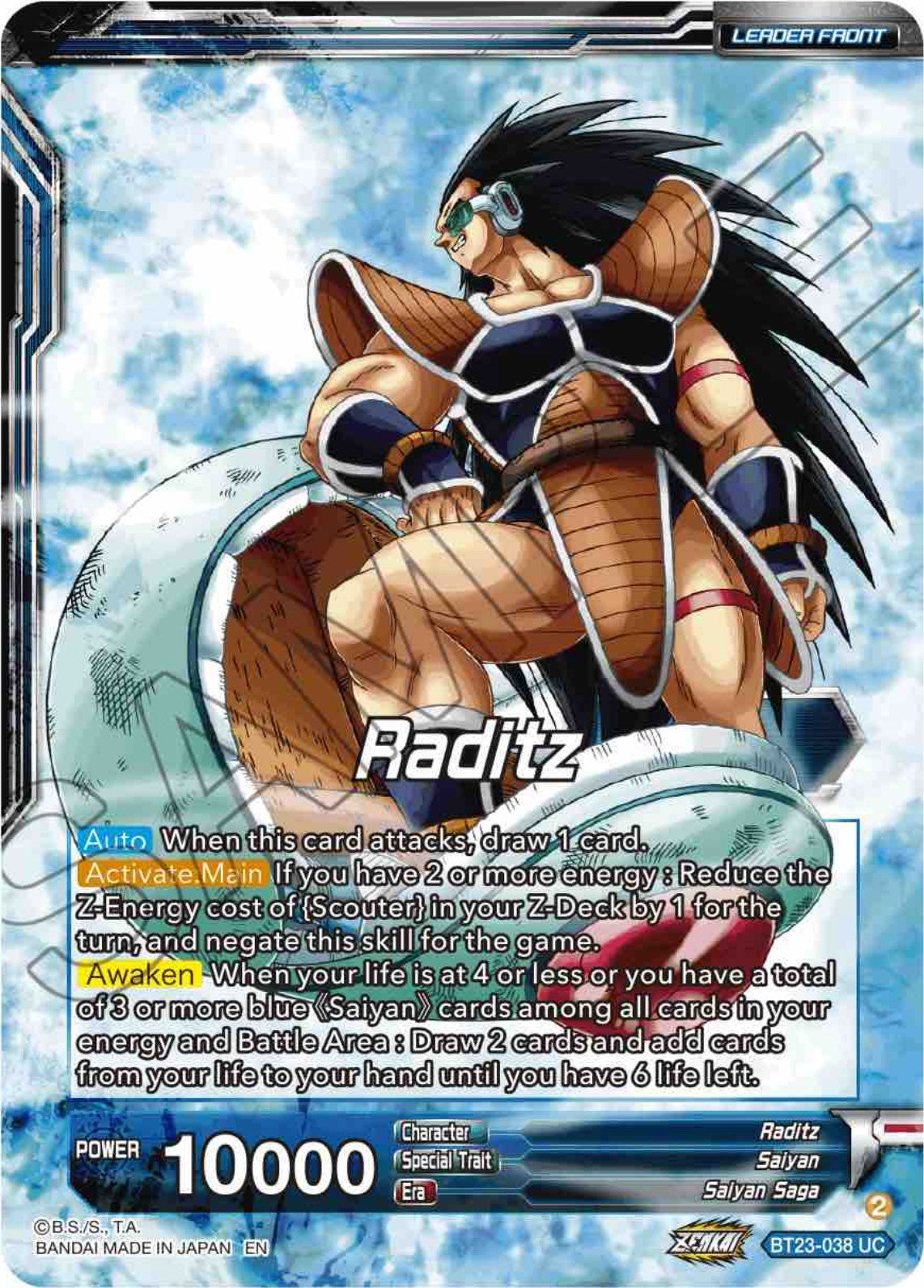 Raditz // Raditz, the Invasion Begins (BT23-038) [Perfect Combination] | Good Games Adelaide SA