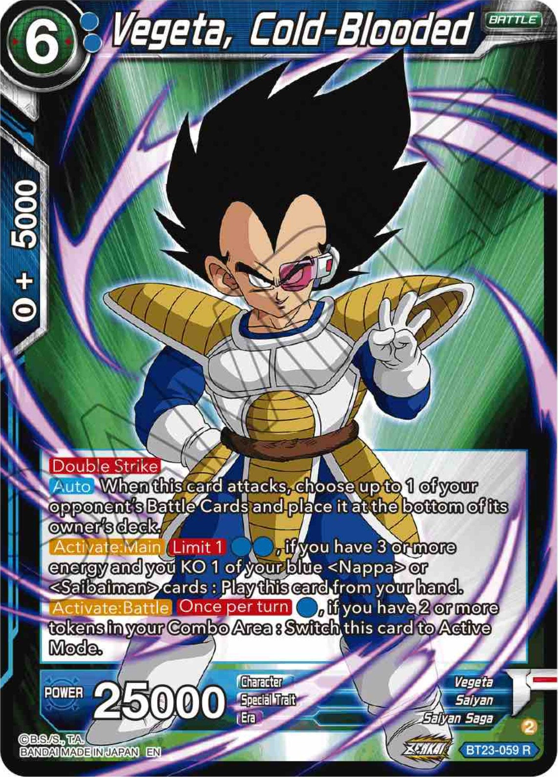 Vegeta, Cold-Blooded (BT23-059) [Perfect Combination] | Good Games Adelaide SA