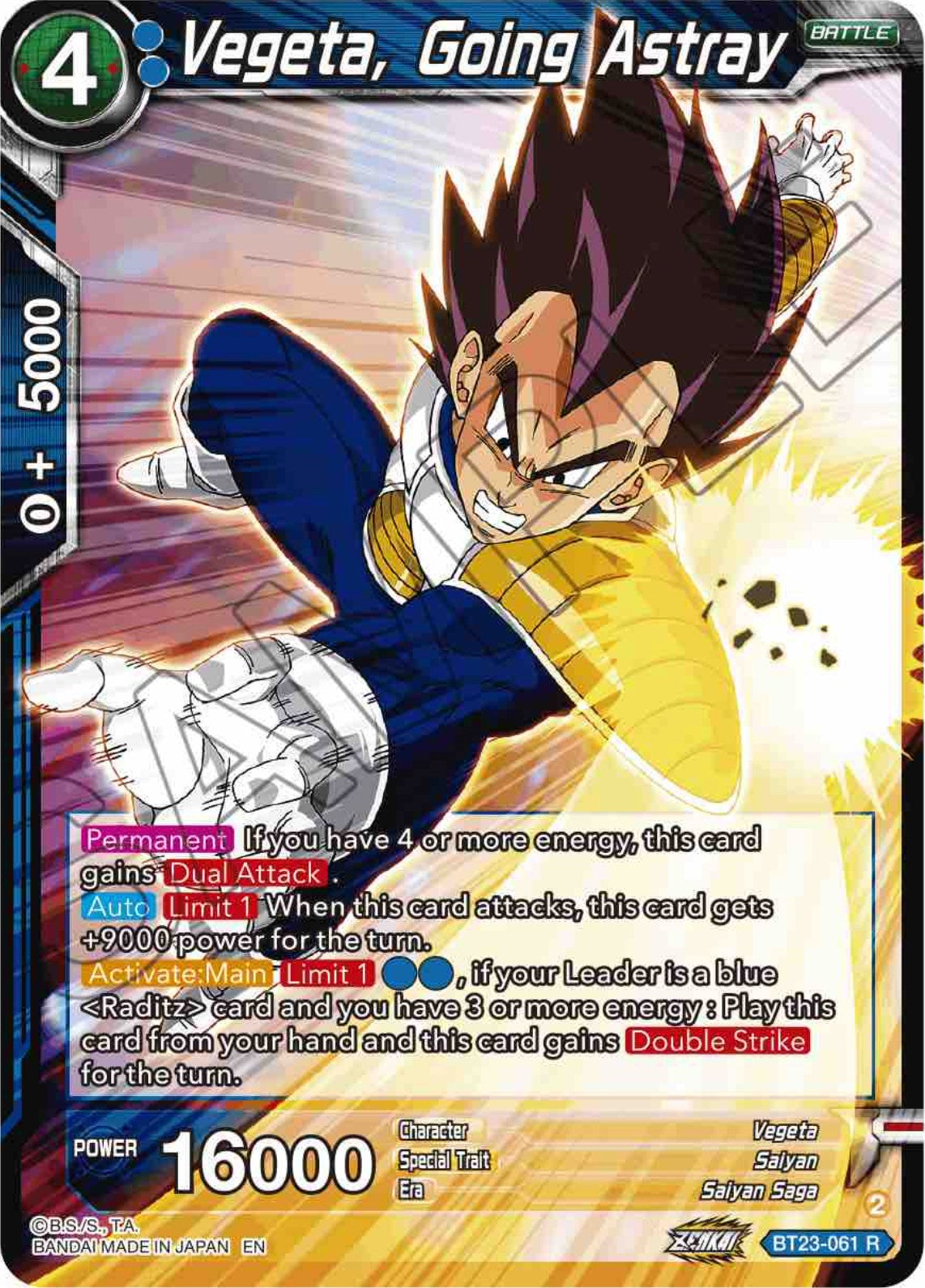 Vegeta, Going Astray (BT23-061) [Perfect Combination] | Good Games Adelaide SA