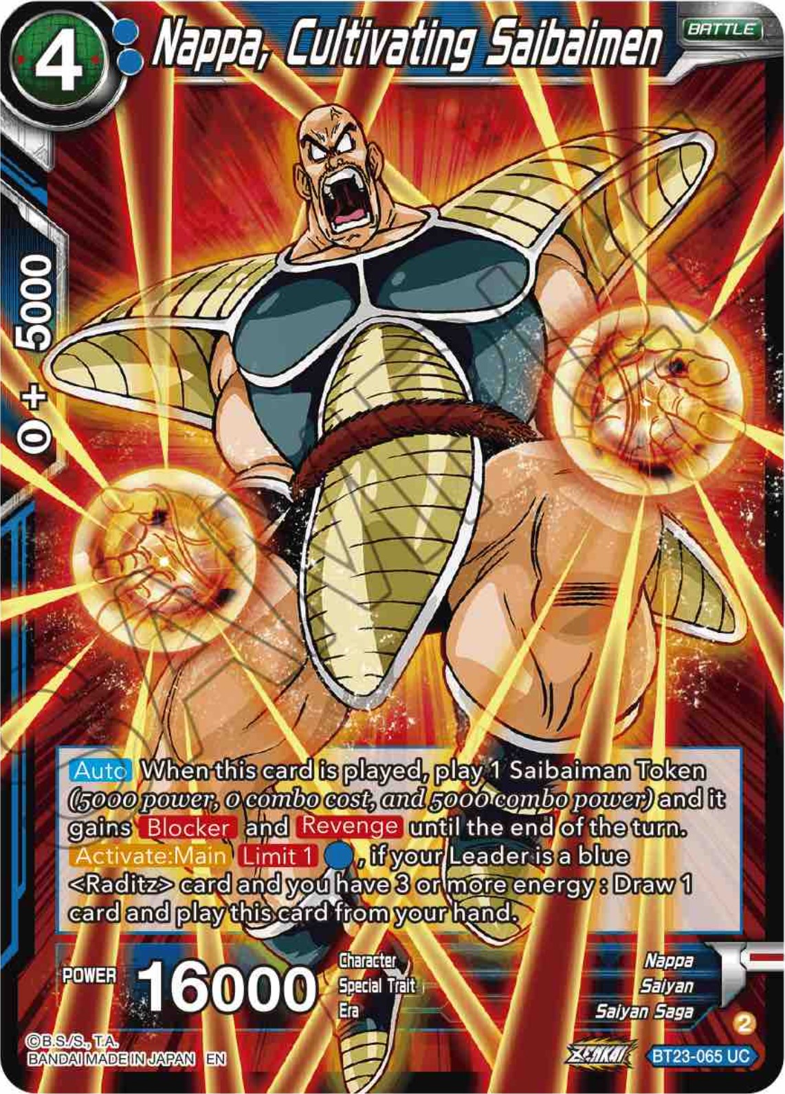 Nappa, Cultivating Saibaimen (BT23-065) [Perfect Combination] | Good Games Adelaide SA