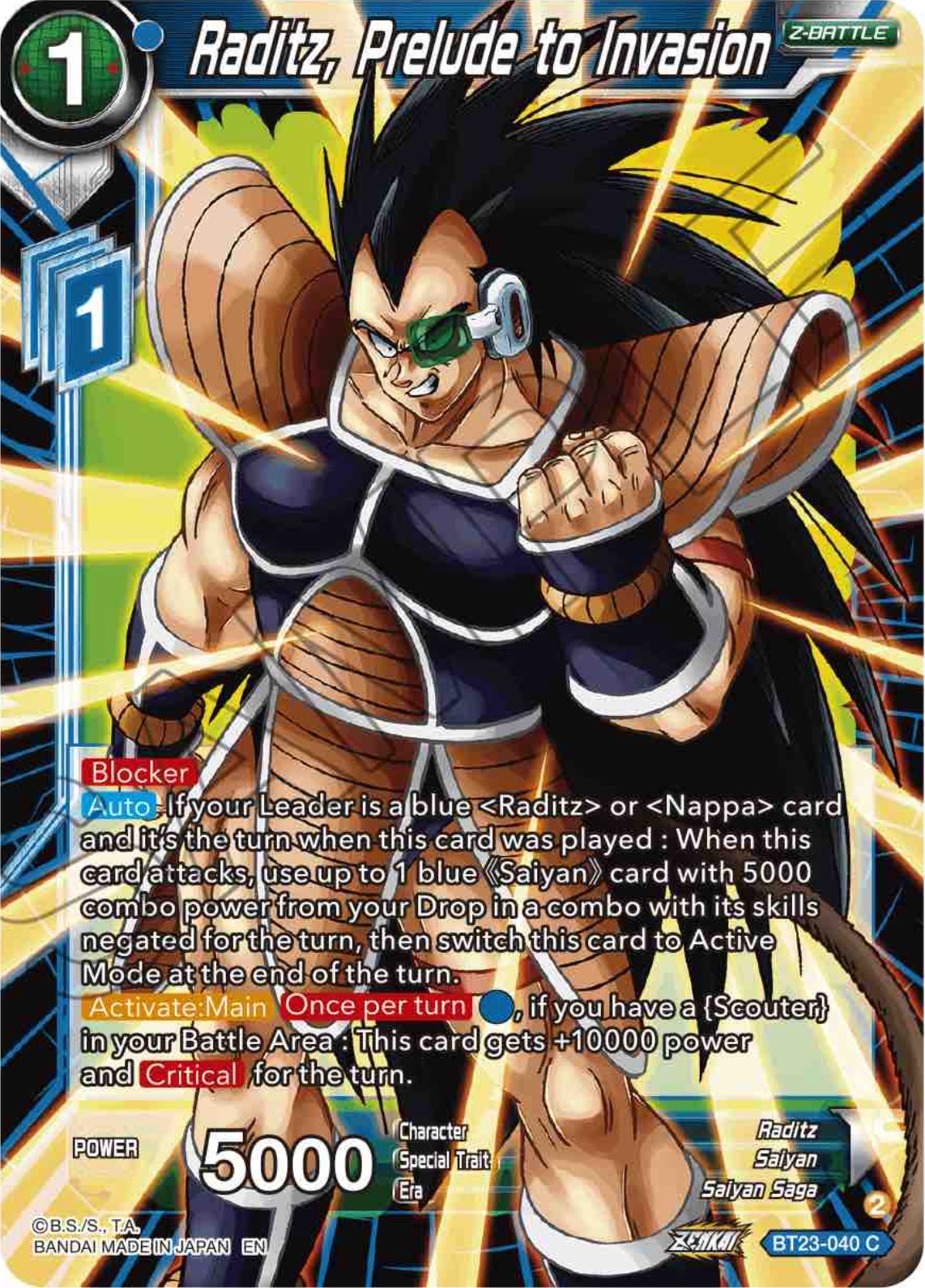 Raditz, Prelude to Invasion (BT23-040) [Perfect Combination] | Good Games Adelaide SA