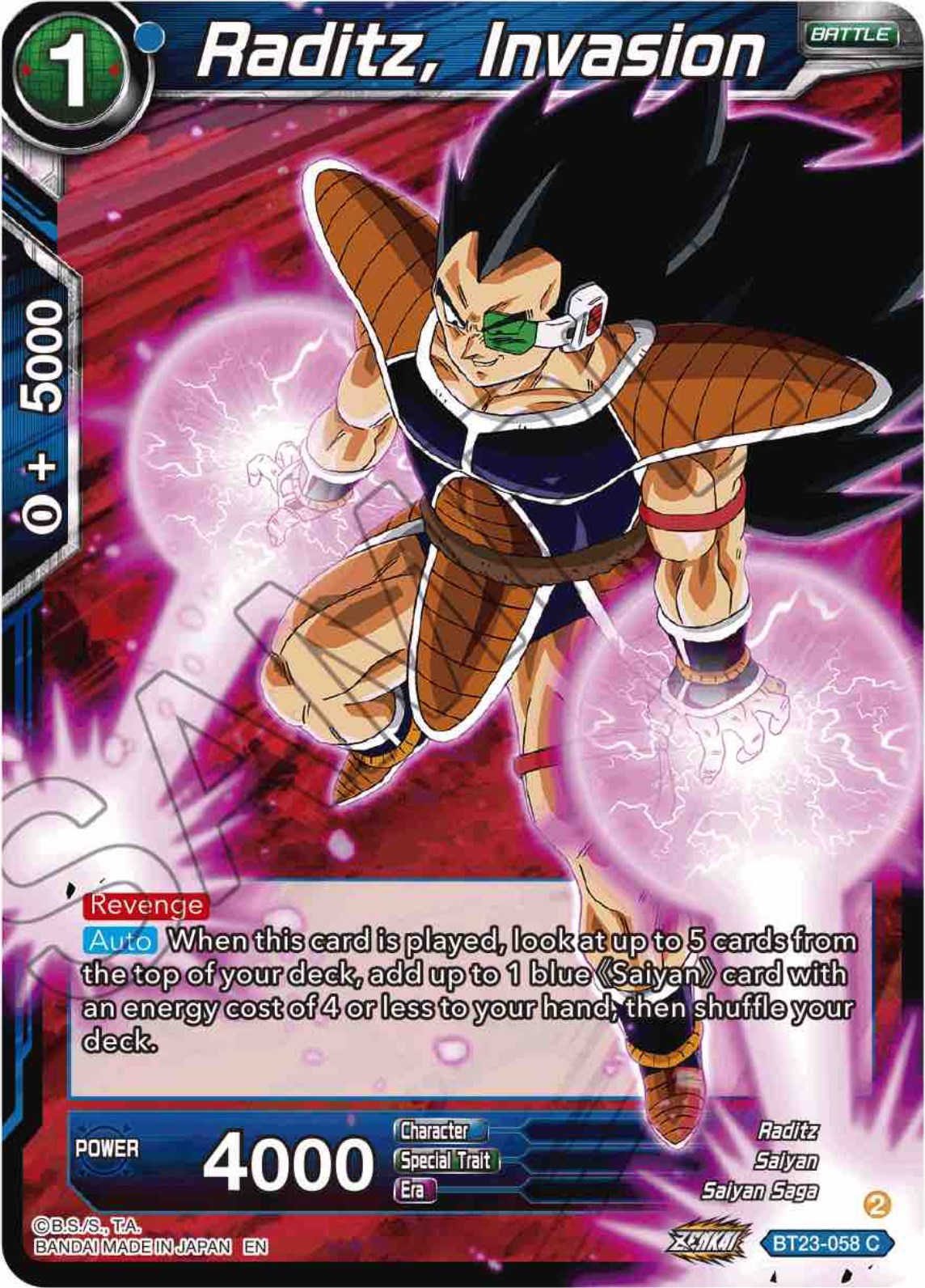 Raditz, Invasion (BT23-058) [Perfect Combination] | Good Games Adelaide SA