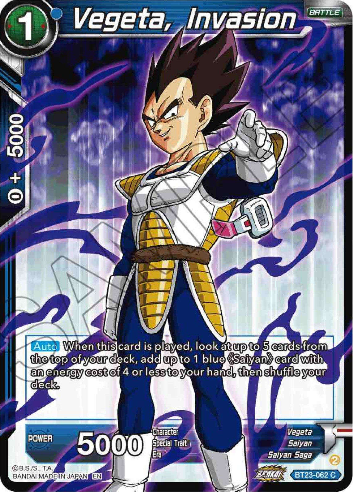 Vegeta, Invasion (BT23-062) [Perfect Combination] | Good Games Adelaide SA