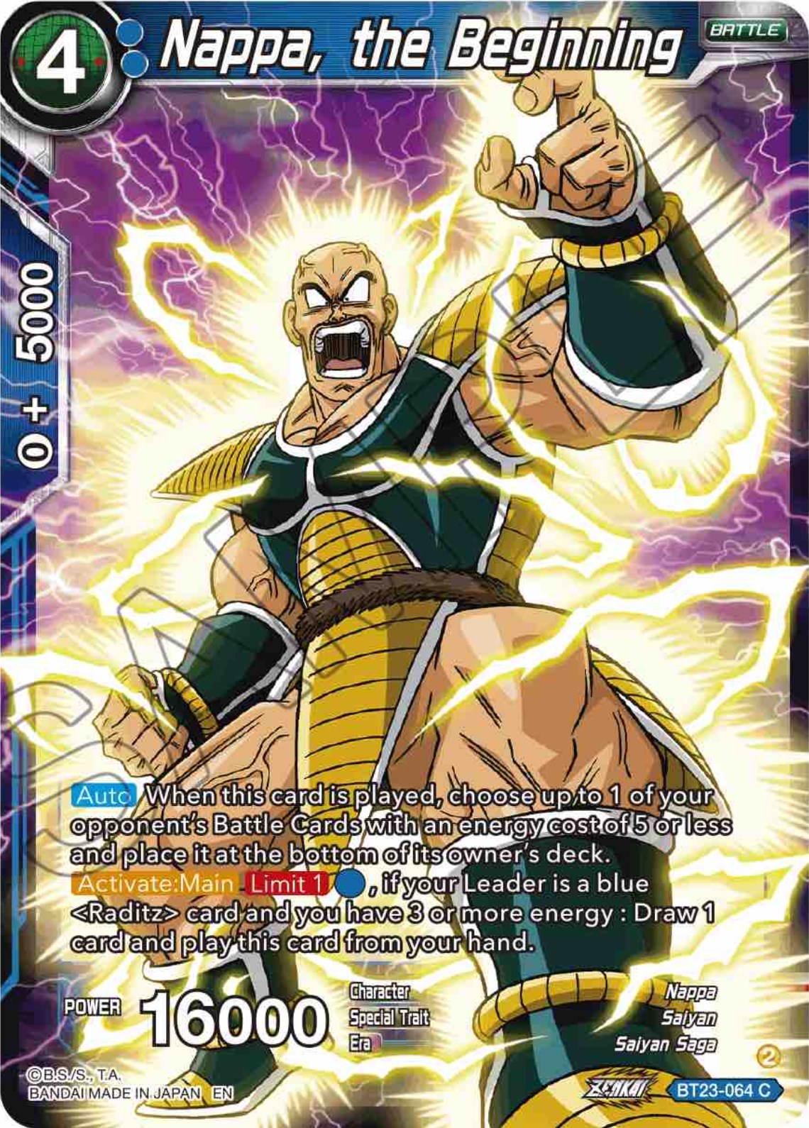 Nappa, the Beginning (BT23-064) [Perfect Combination] | Good Games Adelaide SA