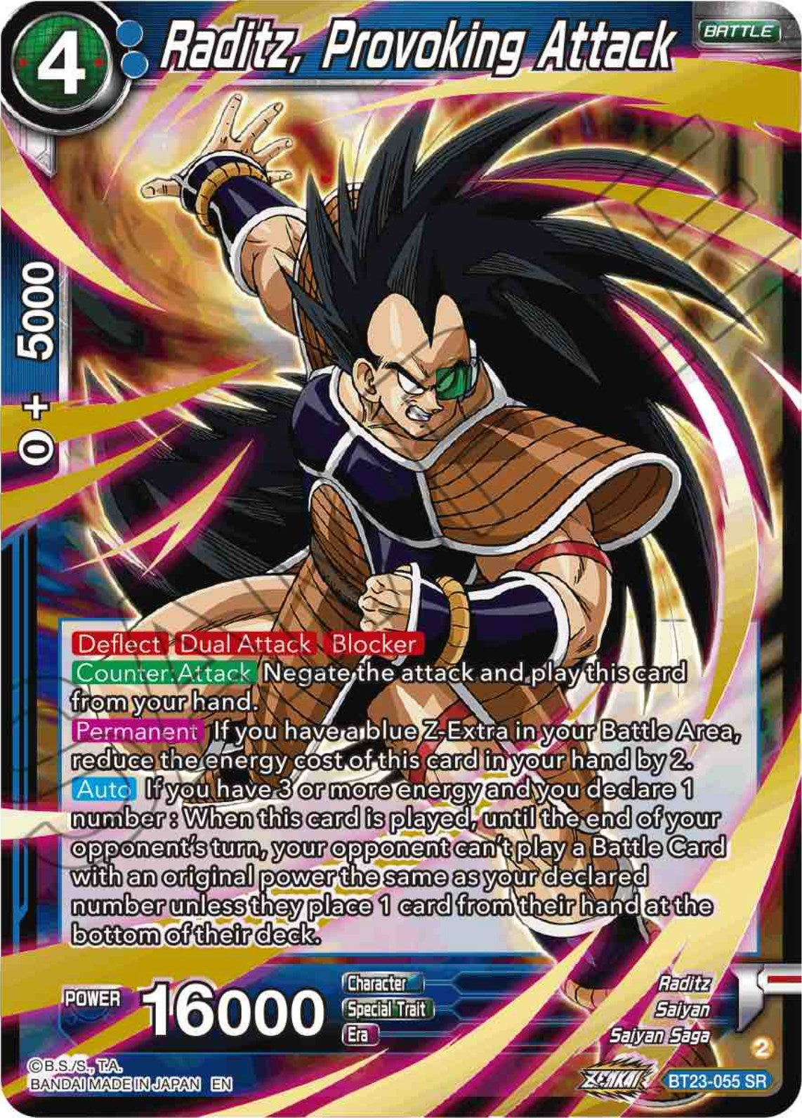 Raditz, Provoking Attack (BT23-055) [Perfect Combination] | Good Games Adelaide SA