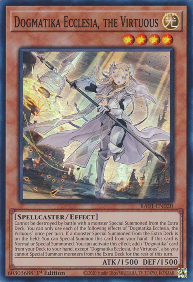 Dogmatika Ecclesia, the Virtuous [RA01-EN020] Super Rare | Good Games Adelaide SA