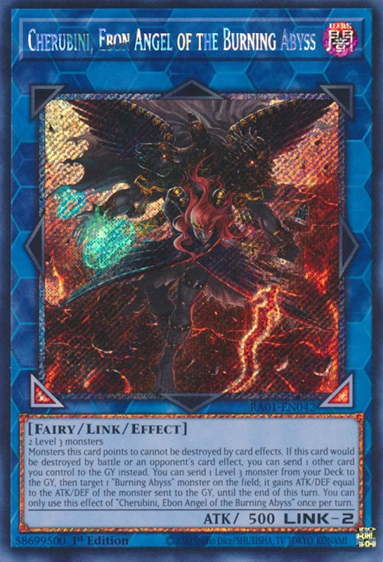 Cherubini, Ebon Angel of the Burning Abyss [RA01-EN042] Platinum Secret Rare | Good Games Adelaide SA