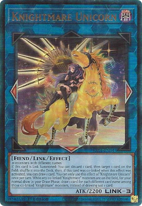 Knightmare Unicorn (Alternate Art) [RA01-EN043] Prismatic Ultimate Rare | Good Games Adelaide SA