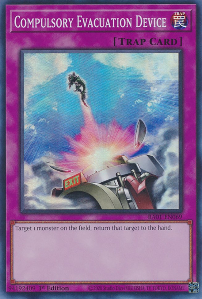 Compulsory Evacuation Device [RA01-EN069] Super Rare | Good Games Adelaide SA