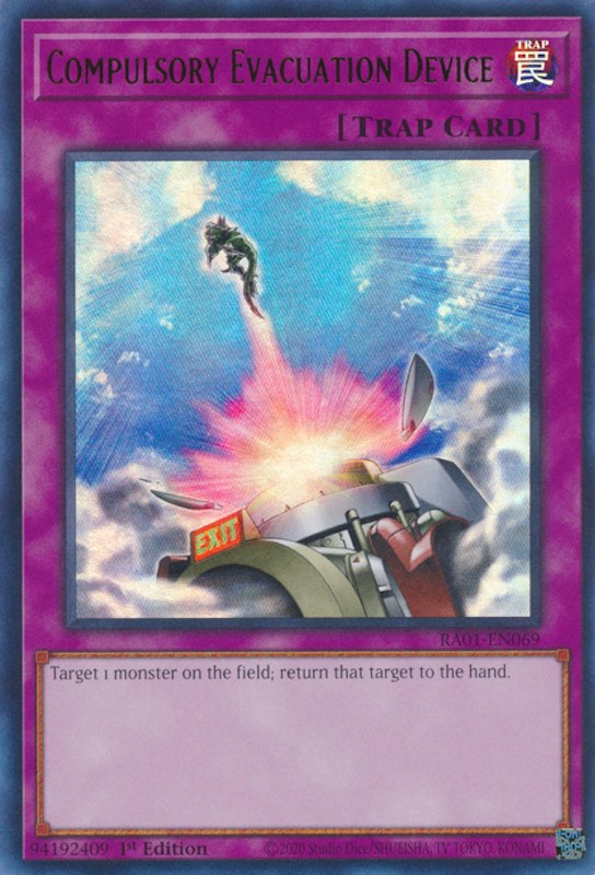 Compulsory Evacuation Device [RA01-EN069] Ultra Rare | Good Games Adelaide SA