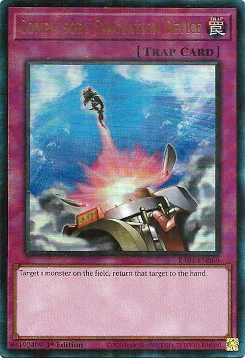 Compulsory Evacuation Device [RA01-EN069] Prismatic Ultimate Rare | Good Games Adelaide SA
